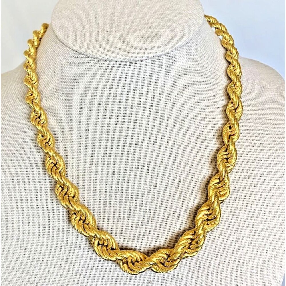 Bronzo Milor Italia Rope Chain Necklace 18” Gold Tone Chunky Runway 74g - Picture 2 of 10